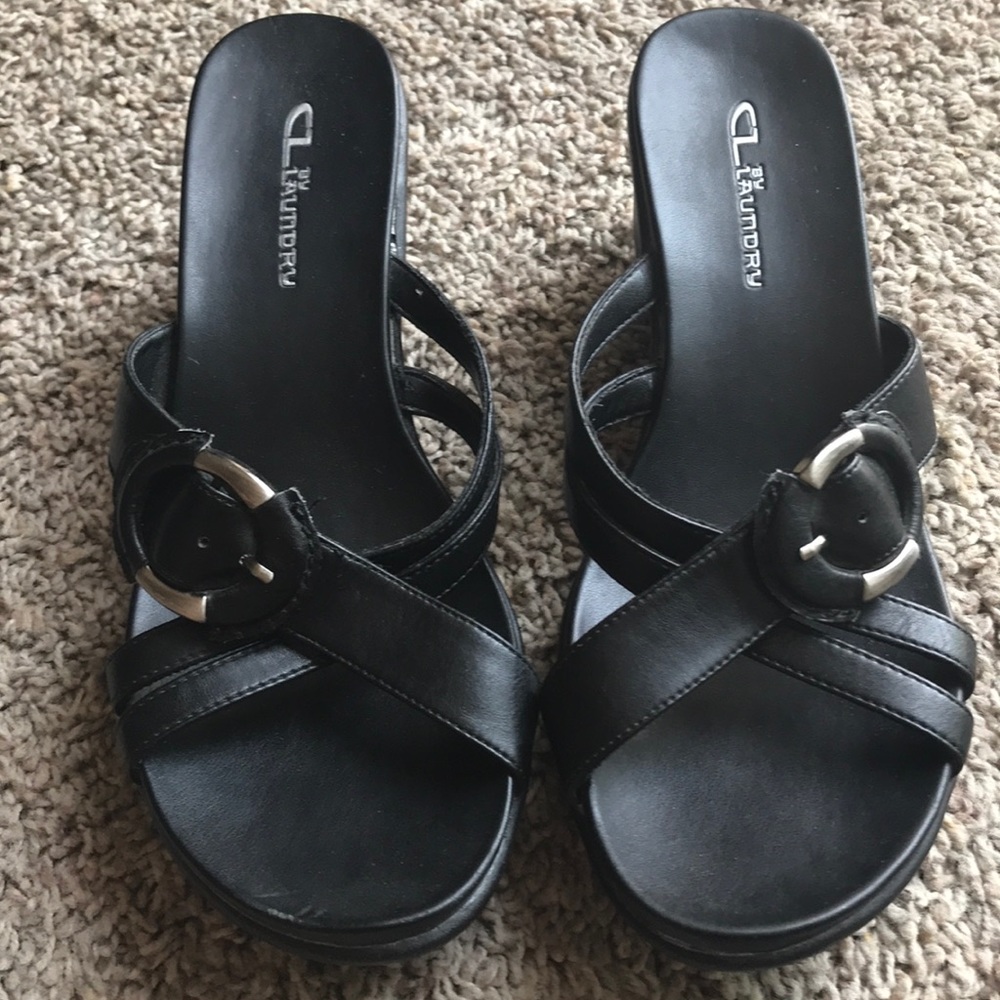 CL by laundry 8 1/2  black wedge sandal